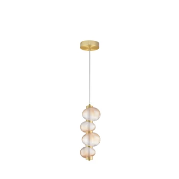 Pendul NovaLuce LEDA metal, sticla, auriu, chihlimbar, LED, 15W, 900lm, 3000K - NL-9009184