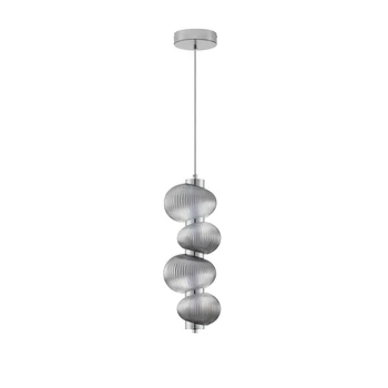 Pendul NovaLuce LEDA metal, sticla, crom, fumuriu, LED, 15W, 750lm, 3000K - NL-9009185
