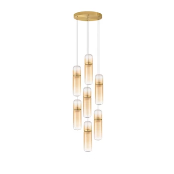 Pendul NovaLuce NORMA metal, sticla, chihlimbar, auriu, LED, 49W, 3000K, 3430Lm - 9009267