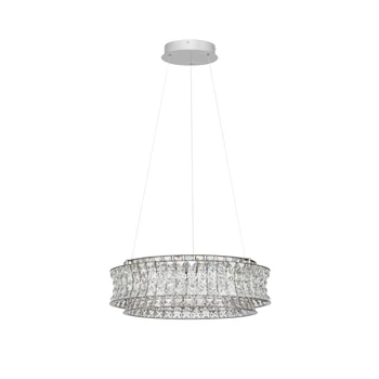 Pendul NovaLuce CELYSIA metal, cristal, crom, transparent, LED, 56W, 3500K, 4592 Lm - NL-9019773