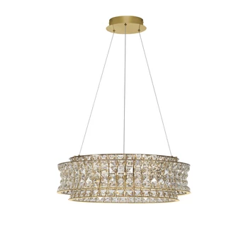 Pendul NovaLuce CELYSIA metal, cristal, auriu, transparent, LED, 56W, 3500K, 4592 Lm - NL-9019774
