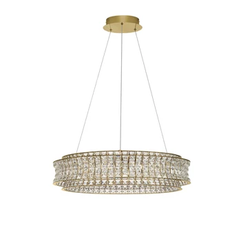 Pendul NovaLuce CELYSIA metal, cristal, auriu, transparent, LED, 74W, 3500K, 5920 Lm - NL-9019776