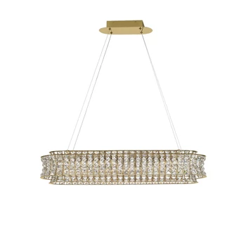 Pendul NovaLuce CELYSIA metal, cristal, auriu, transparent, LED, 74W, 3500K, 5714 Lm - NL-9019778