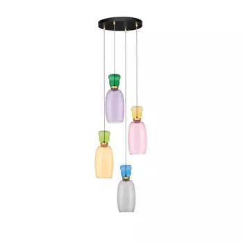 Pendul NovaLuce PLUMA metal, sticla, auriu, multicolor, LED, 3000K, 32W, 3660lm - 9030549