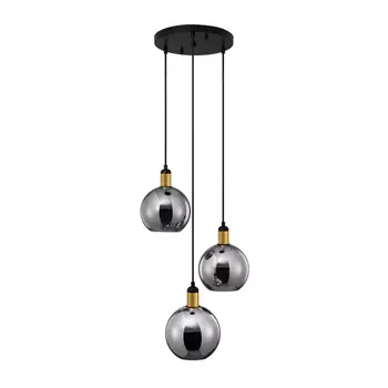 Pendul NovaLuce MIRRO metal, sticla, negru, auriu, fumuriu, E27 - NL-9035963