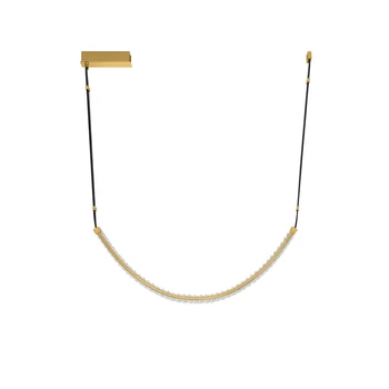 Pendul NovaLuce LAZURA metal, cristal, piele, auriu, negru, transparent, LED, 37W, 3000K, 2220 Lm - NL-9124105