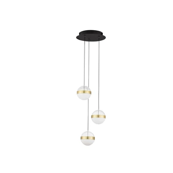 Pendul NovaLuce ALAZ metal, sticla, acril, negru, auriu, transparent, LED, 27W, 3000K, 1194 Lm - NL-9124118