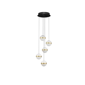 Pendul NovaLuce ALAZ metal, sticla, acril, negru, auriu, transparent, LED, 45W, 3000K, 1990 Lm - NL-9124119