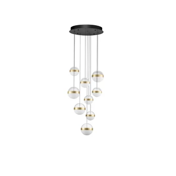 Pendul NovaLuce ALAZ metal, sticla, acril, negru, auriu, transparent, LED, 81W, 3000K, 3582 Lm - NL-9124121