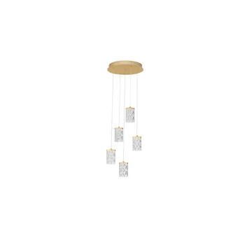 Pendul NovaLuce PHOS metal, acril, auriu, transparent, LED, 28W, 3000K, 1792 Lm - NL-9190201