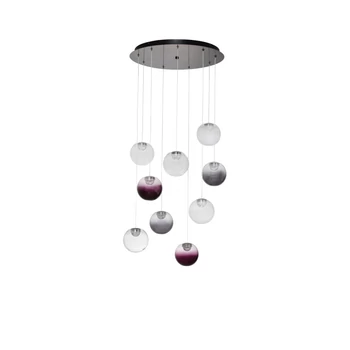 Pendul NovaLuce SILENZIO metal, sticla, nichel, negru, transparent, lila, fumuriu, LED, 46W, 3000K, 2914 Lm - NL-9190213