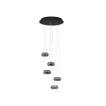 Pendul NovaLuce JAILYN metal, sticla, negru, transparent, LED, 40W, 1600lm, 3000K - NL-9236103