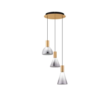 Pendul NovaLuce VOI metal, sticla, auriu, fumuriu, LED, 24W, 720lm, 3000K - NL-9236306