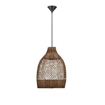 Pendul NovaLuce SOLITA metal, rattan, negru, maro, E27 - NL-9586653