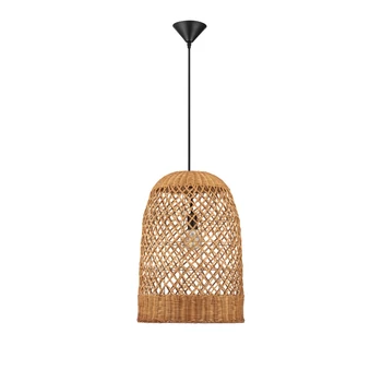 Pendul NovaLuce SOLITA metal, rattan, negru, maro, E27 - NL-9586654