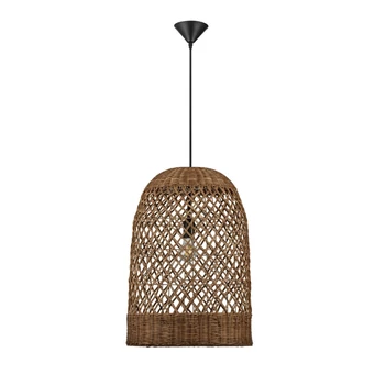 Pendul NovaLuce SOLITA metal, rattan, negru, maro, E27 - NL-9586655