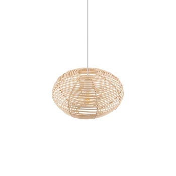 Pendul Nowodvorski RATTAN metal, ratan, alb, natur, E27 - 11153