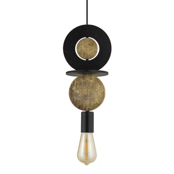 Pendul Nowodvorski DROPS WOOD metal, lemn, negru, maro, aur,  E27 - 11177