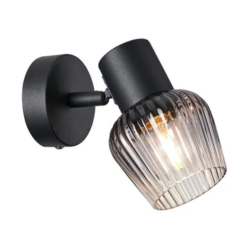 Spot Prezent OASIS metal, sticla, negru, fumuriu, E27 - 14100
