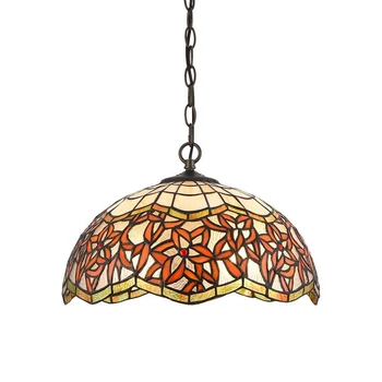 Pendul Prezent TIFFANY metal, sticla Tiffany, maro, multicolor, E27 - 232