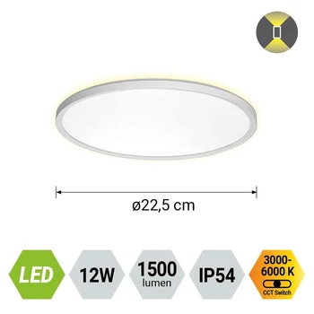 Plafoniera pentru baie Prezent CORDIA plastic, alb, LED, 12W, 3000K-6000k, 1500Lm, IP54 - 27304