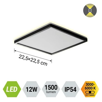 Plafoniera pentru baie Prezent CORDIA plastic, alb, negru, LED, 12W, 3000K-6000k, 1500Lm, IP54 - 27311