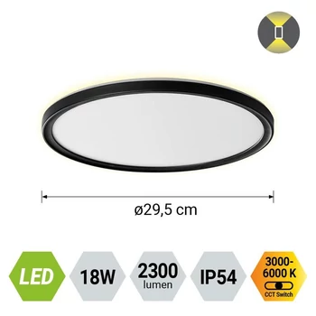 Plafoniera pentru baie Prezent CORDIA plastic, alb, negru, LED, 18W, 3000K-6000k, 2300Lm, IP54 - 27312