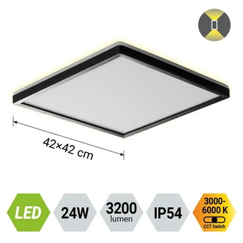 Plafoniera pentru baie Prezent CORDIA plastic, alb, negru, LED, 24W, 3000K-6000k, 3200Lm, IP54 - 27315