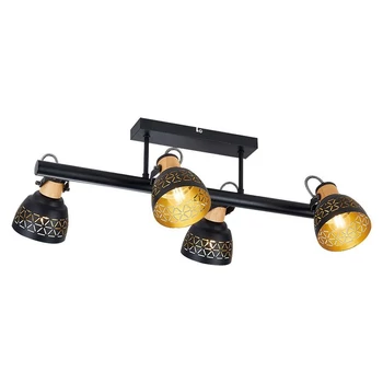 Plafoniera Prezent MESCALA metal, lemn, negru, auriu, E14 - 27524