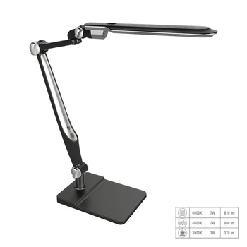 Veioza Prezent MENTOR LED metal, plastic, argintiu, negru, LED, 12W, 950lm, 3000K-6500K - 31214