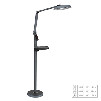 Lampadar Prezent SALSA LED metal, plastic, gri, negru, LED, 15W, 1500lm, 3000K-6500K - 31220