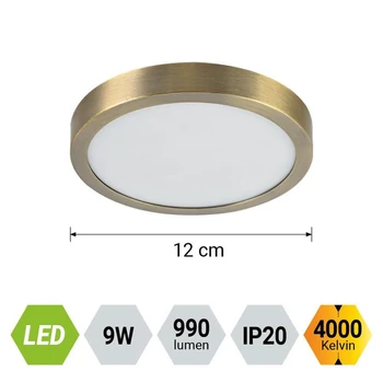 Plafoniera Prezent LENYS metal, plastic, alama, alb, LED, 9W, 4000K, 990 Lm, IP20 - 49058
