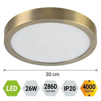 Plafoniera Prezent LENYS metal, plastic, alama, alb, LED, 26W, 4000K, 2860 Lm, IP20 - 49061