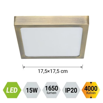 Plafoniera Prezent LENYS metal, plastic, alama, alb, LED, 15W, 4000K, 1650 Lm, IP20 - 49063