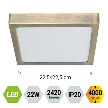 Plafoniera Prezent LENYS metal, plastic, alama, alb, LED, 22W, 4000K, 2420 Lm, IP20 - 49064