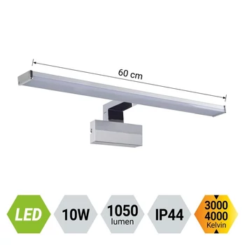 Aplica de perete pentru baie Prezent TREMOLO PLUS metal, plastic, crom, alb, LED, 3000K - 4000K, 10W, 1050lm, IP44 - 70227