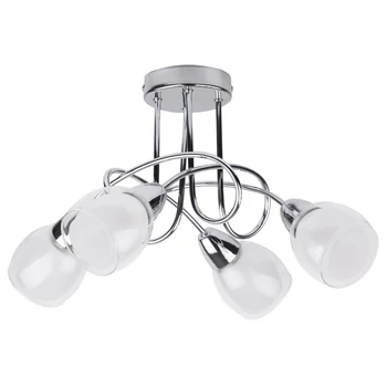 Plafoniera Rabalux DAVE E14 metal crom cu abajur sticla albstil traditional IP20 - 6083