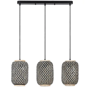 Pendul Rabalux ADALLA metal, rattan, negru, multicolor, E27 - Rabalux-72093