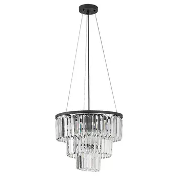 Pendul Rabalux ELOISA metal, sticla, negru, transparent, E27 - 72265