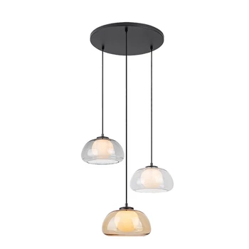 Pendul Rabalux ELOWEN metal, sticla, negru, fumuriu, alb, chihlimbar, G9 - 72276