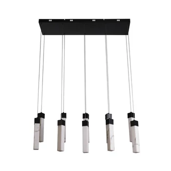 Pendul Searchlight MOONBEAM metal, marmura, negru, alb, LED, 46W, 3000K, 5345 Lm - 10879-10BK