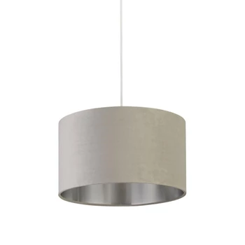 Abajur Searchlight DRUM metal, catifea, gri, E14, E27 - 21035GY