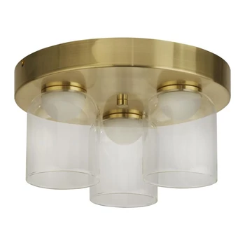 Plafoniera pentru baie Searchlight HIGHBALL metal, sticla, alama, transparent, LED, 16W, 3000K, 1715 Lm, IP44 - 23083-3SB