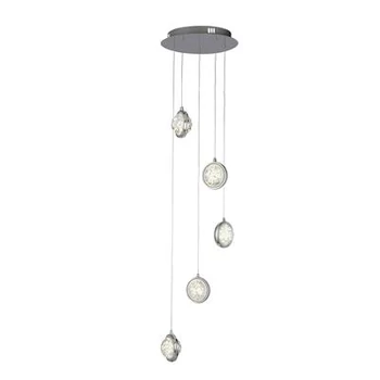 Pendul Searchlight Quartz metal, sticla, crom, transparent, LED, 4.5W, 1020lm, 4000K - 28701-5CC
