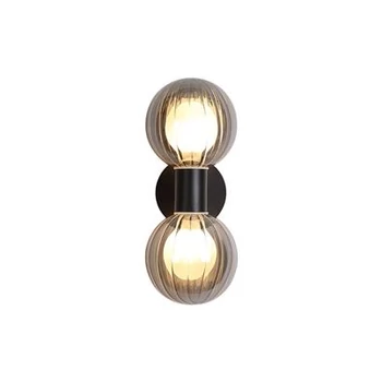 Aplica de perete Searchlight Luminsphere metal, sticla, negru, fumuriu, G9, 7W, IP44 - 30507BK