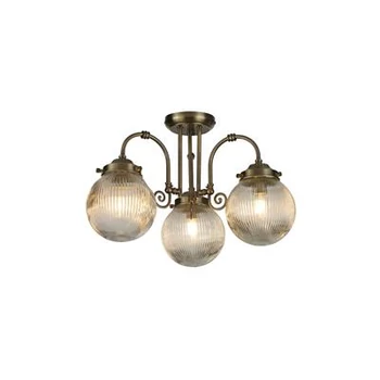 Plafoniera Searchlight Belvue metal, sticla, alama, transparent, E14, 60W, IP44 - 32593-3AB