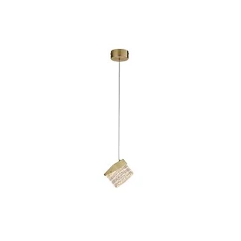 Pendul Searchlight Cuboid metal, acril, alama, transparent, LED, 12W, 1277lm, 3000K - 33640SB