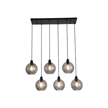 Pendul Searchlight Radiance metal, sticla, negru, fumuriu, E27, 60W - 44520-6SM