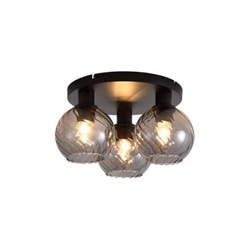 Plafoniera Searchlight Radiance metal, sticla, negru, fumuriu, E27, 60W - 44521SM