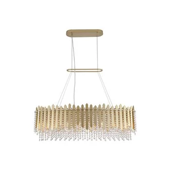 Pendul Searchlight Spear metal, cristal, auriu, transparent, E27, 60W - 44711-8GO